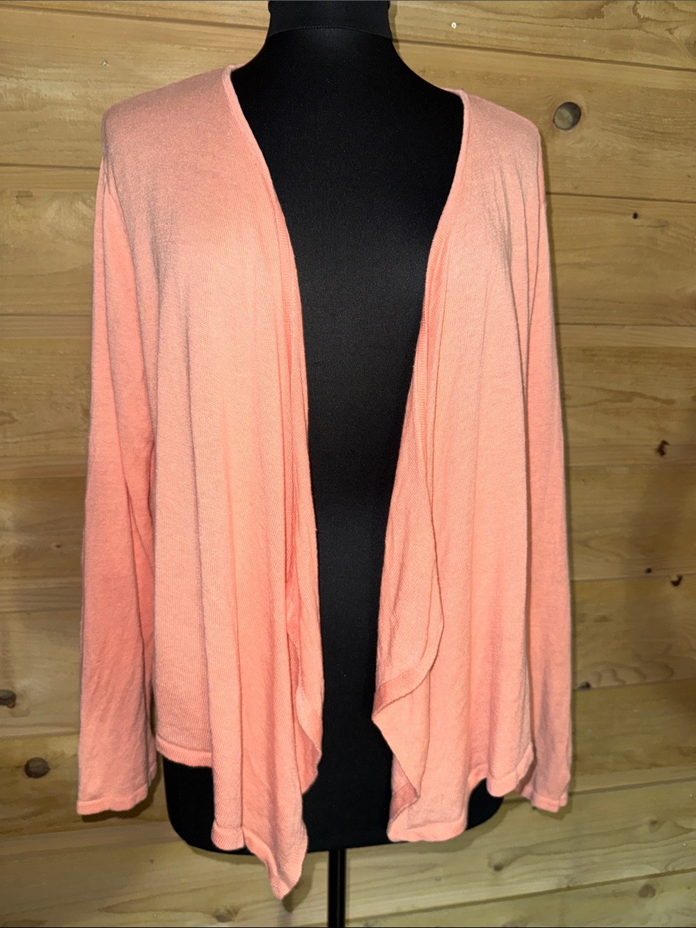 Light Peach Open Front waterfall Women’s Cardigan Sweater